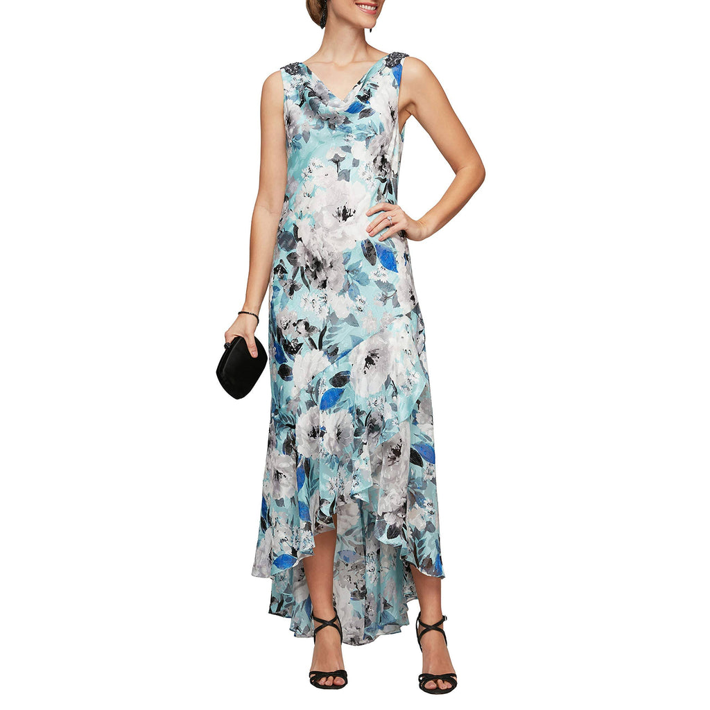 Floral Chiffon Gown T78169