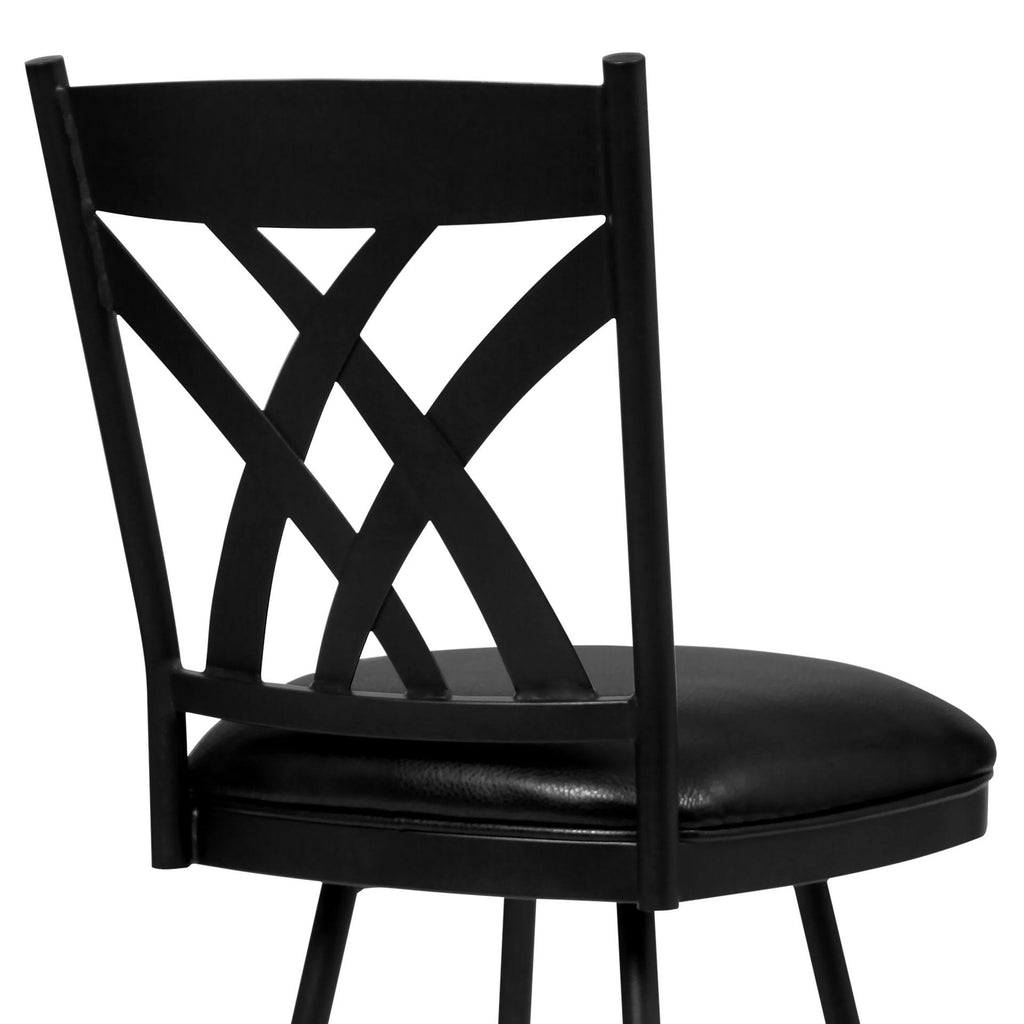 Matte Black Faux Leather Counter Height Barstool L807348