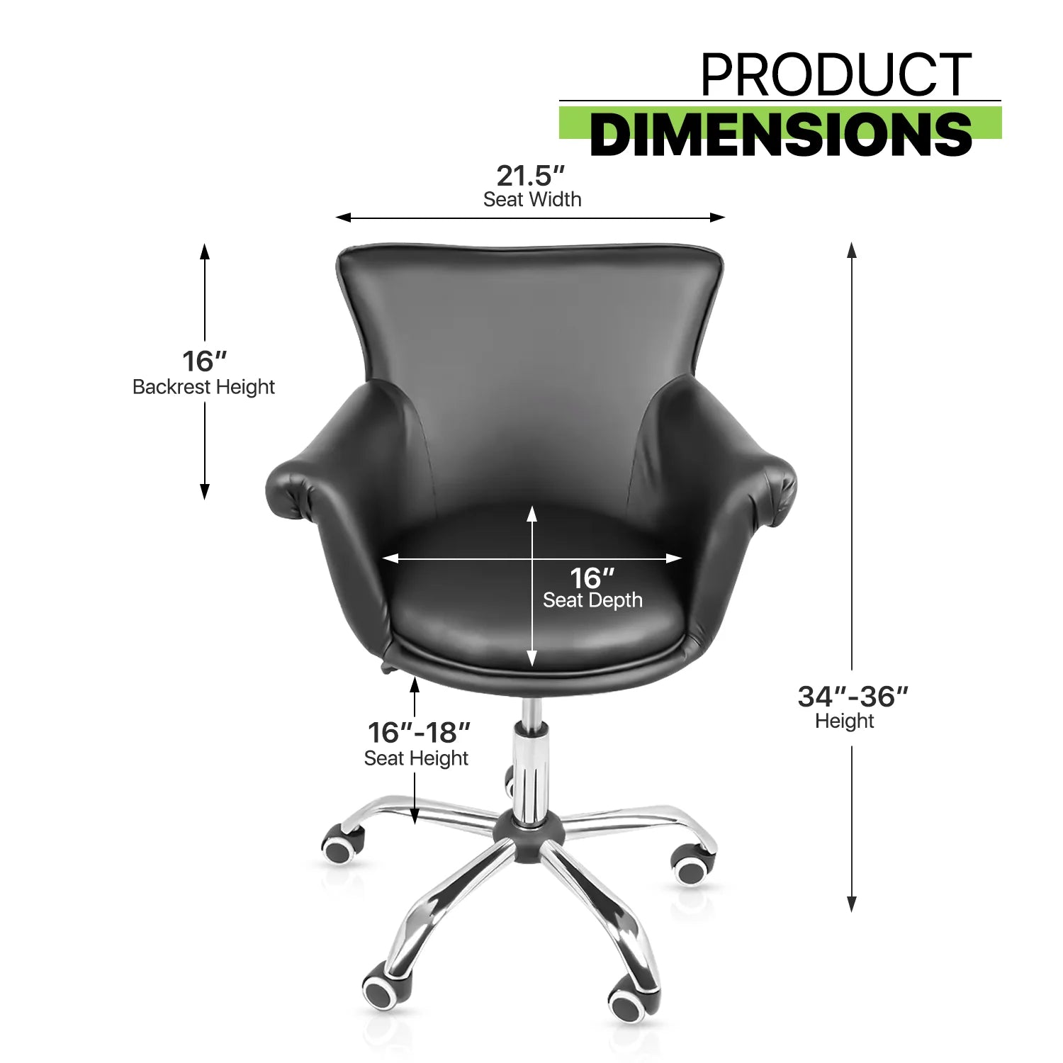 Black Upholstered Desk Chair with Wheels J449985