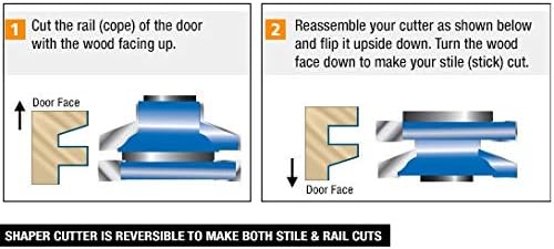 Carbide Tipped 3-Wing Beveled Reversible Stile & Rail 2-13/32 Dia x 1, Pack of 2 K87496