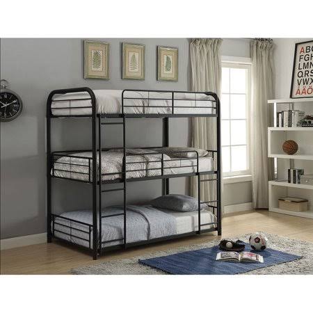 Triple Twin Bunk Bed in Sandy Black S240