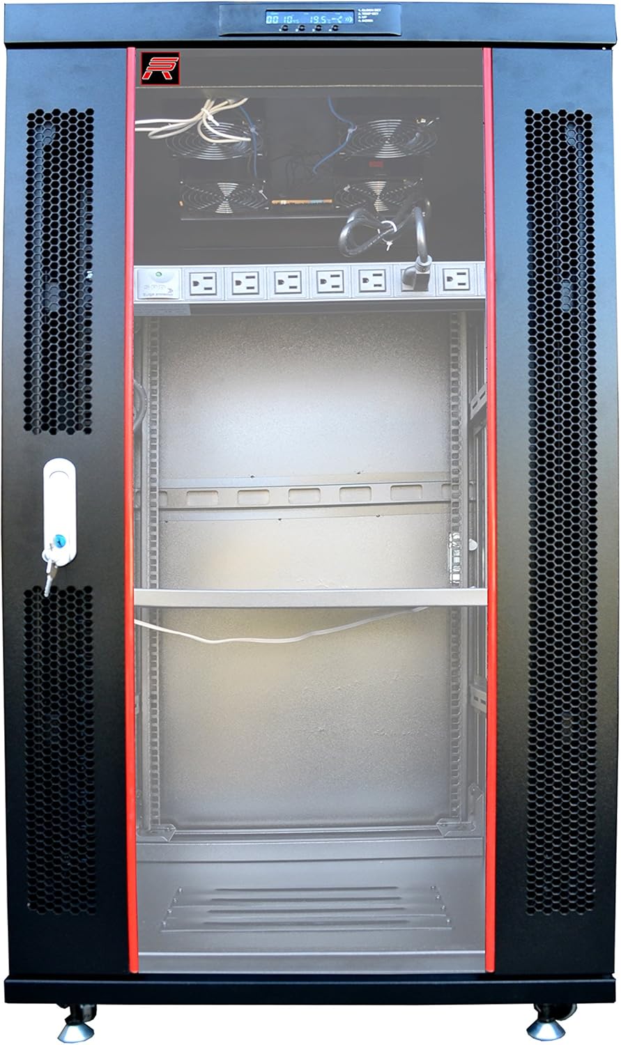 18U Server Rack Network Enclosure 39 inch Deep Data Cabinet on Wheels F9961