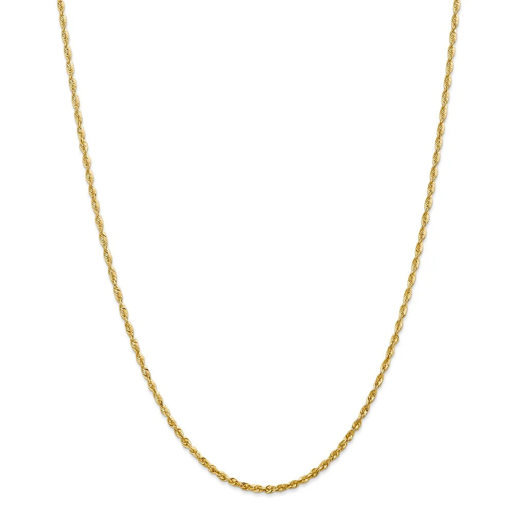 14kt Yellow Gold 2.25mm Diamond Cut Rope Chain 24 inch Lobster Clasp W56697