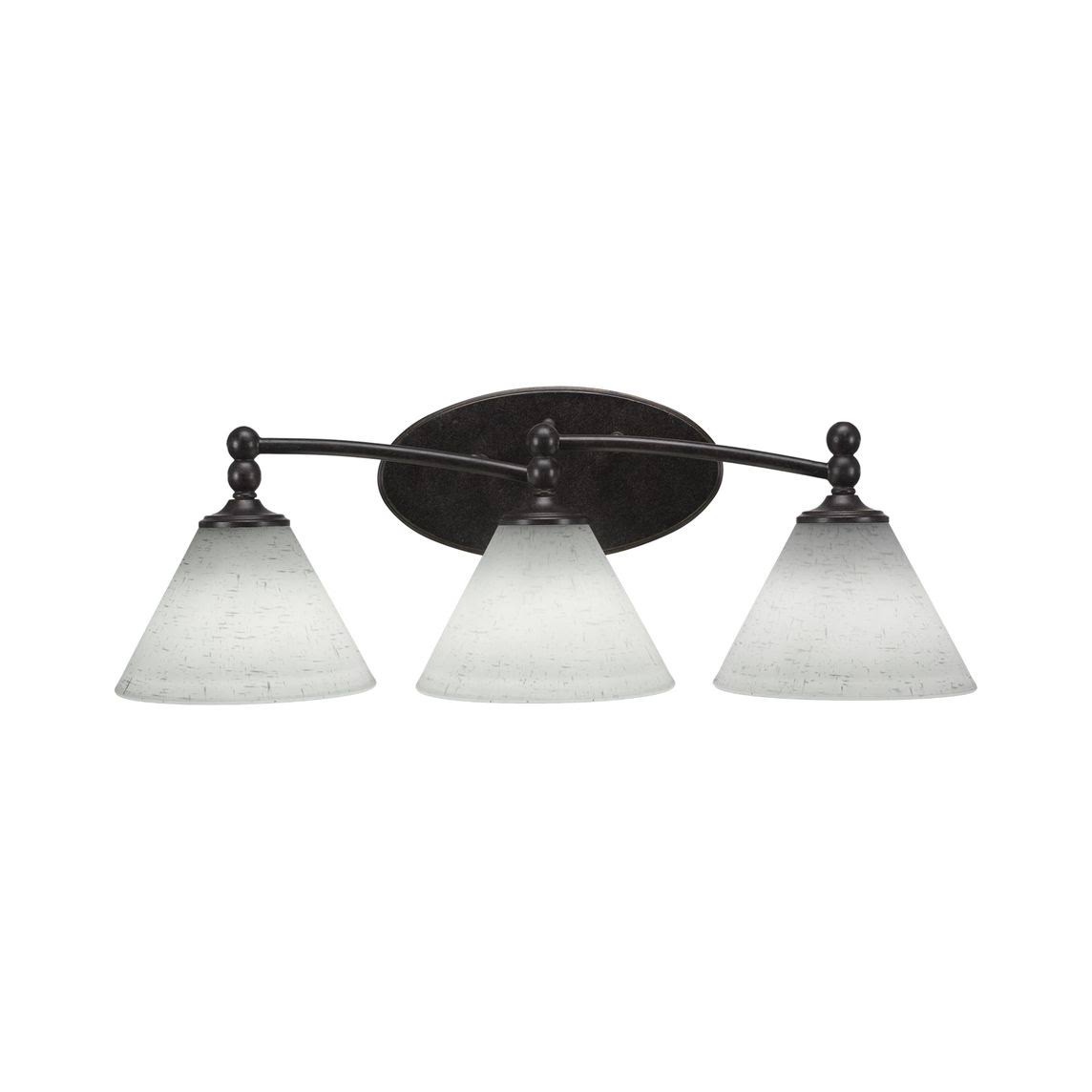 Three Light Bath Bar Dark Granite Finish with White Muslin Glass B713064