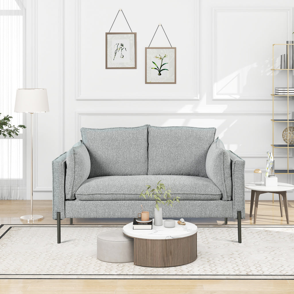 Linen Fabric Loveseat Couch Y15495