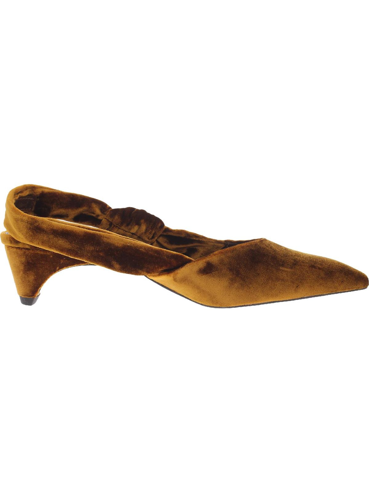 Velvet Square Toe Slingback Heels J98586