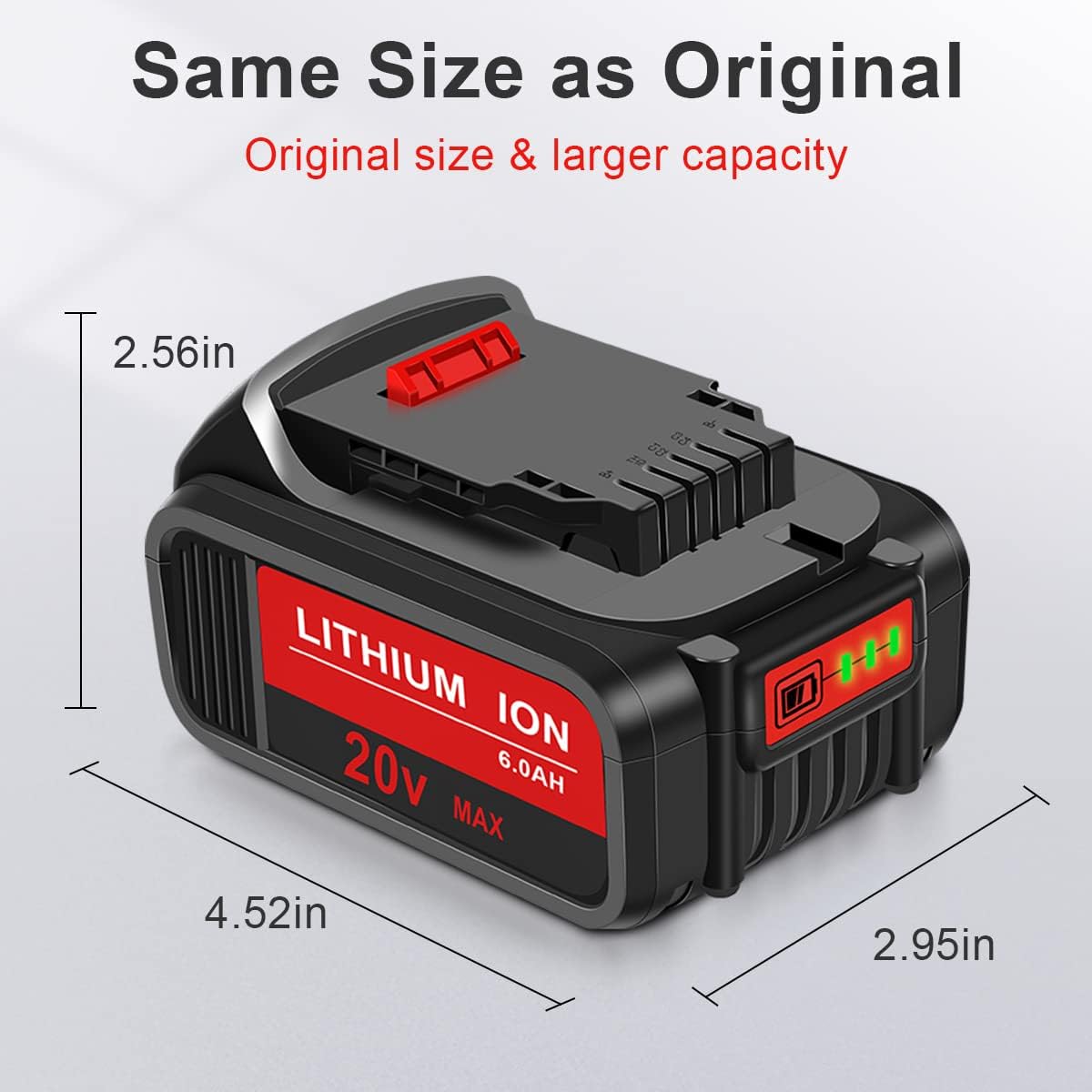 2 Packs 20V 6.0Ah Battery with LED Indicator Red K250286