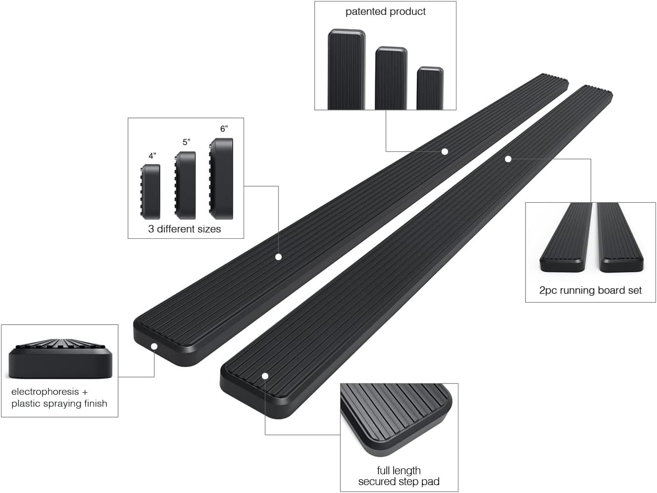 6in Black Running Boards V269416