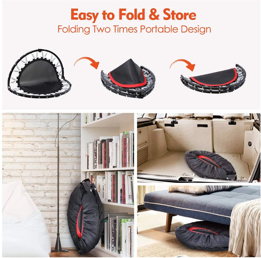 Foldable Fitness Trampoline with 3-Level Adjustable Foam Handrail F7892