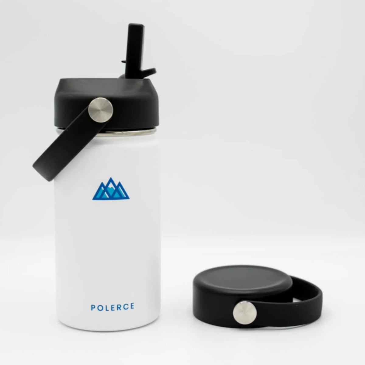 White 12 Oz Stainless Steel Vacuum Insulated Bottle with 3 Lids O471630