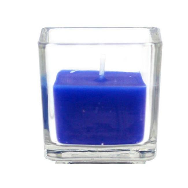 Blue Square Glass Votive Candle R8308