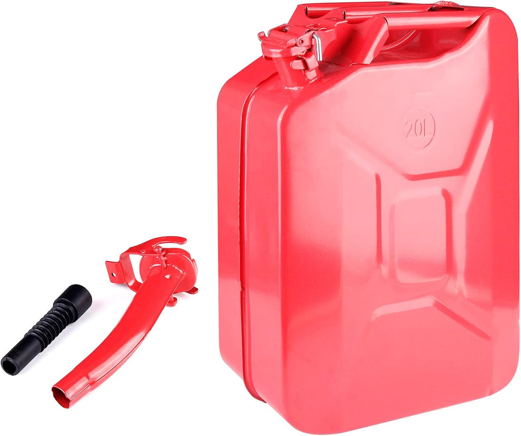 2 Pack Red 20L Steel Gas Can with Spout System J8448