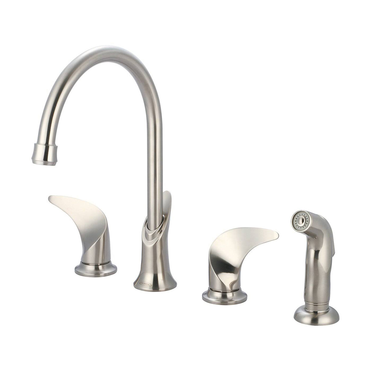 Two Handle Kitchen Widespread Faucet, PVD Brushed Nickel C312