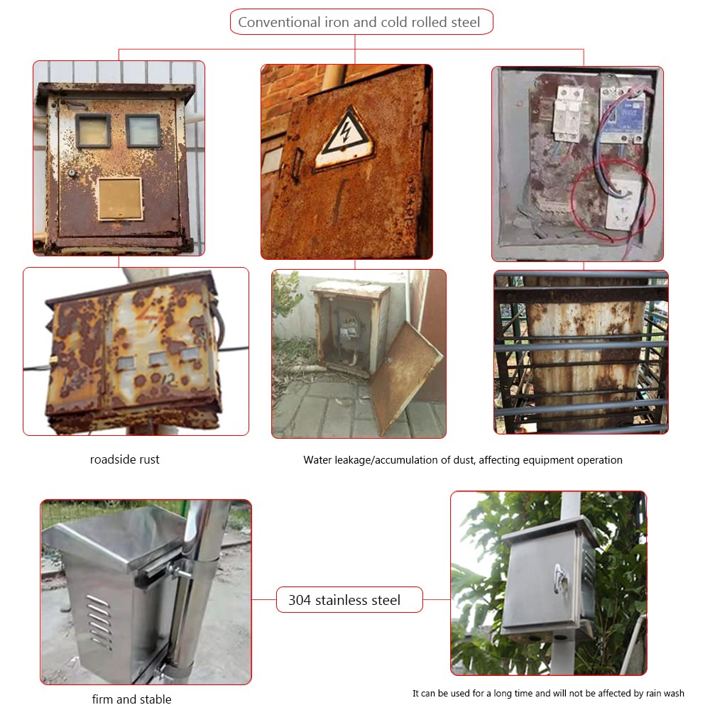 304 Stainless Steel Electrical Box 20'' x 16'' x 8'' IP65 Weatherproof Enclosure with Mounting Plate A423