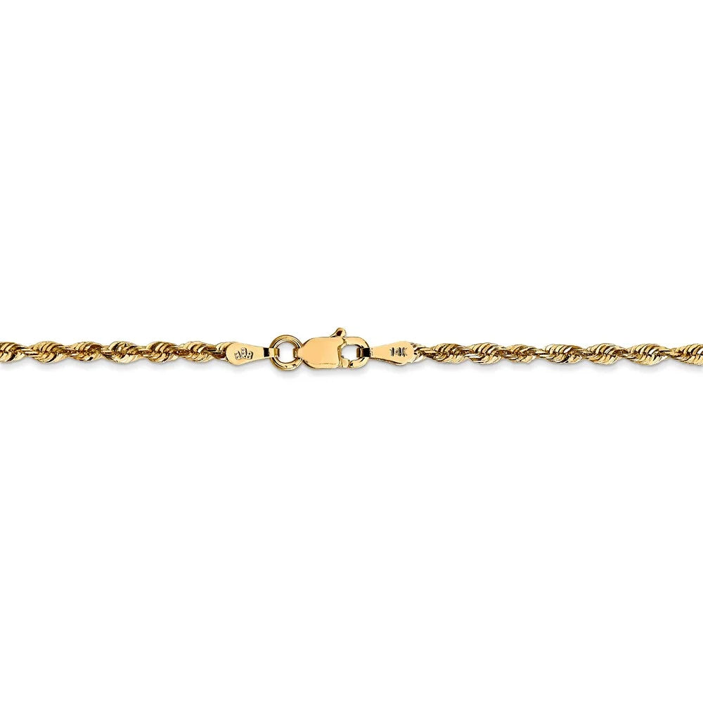 14kt Yellow Gold 2.25mm Diamond Cut Rope Chain 24 inch Lobster Clasp W56697