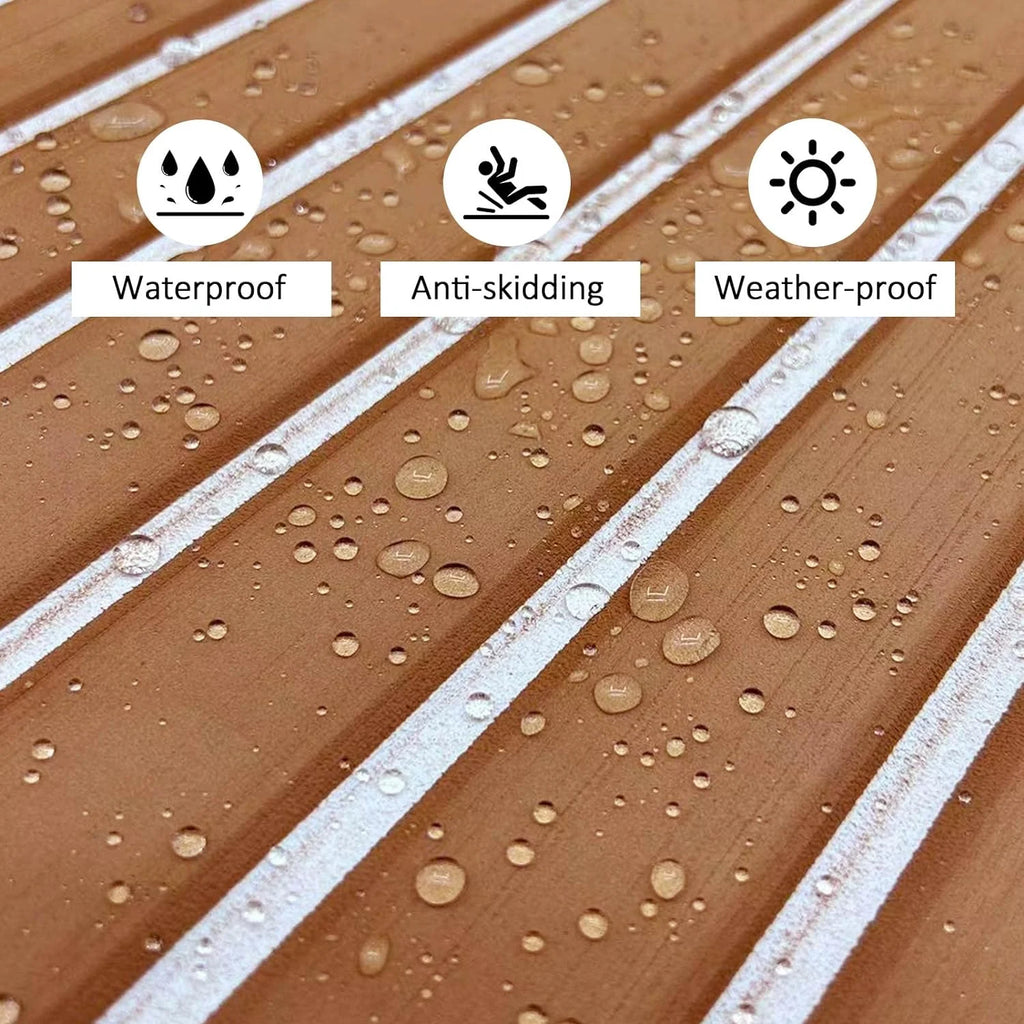 EVA Foam Boat Decking Sheets 23" x 94" - 7mm Thick Non-Slip Faux Teak Marine Flooring Mat K794495