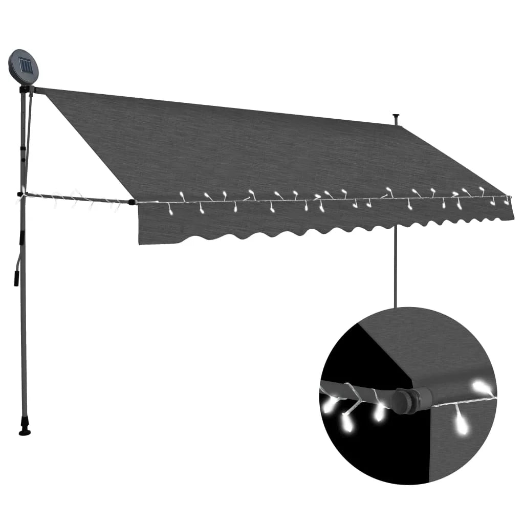 Shelter With Led Balcony Deck 137.8 Door Canopy Manual Crank Polyester Window Canopy S594