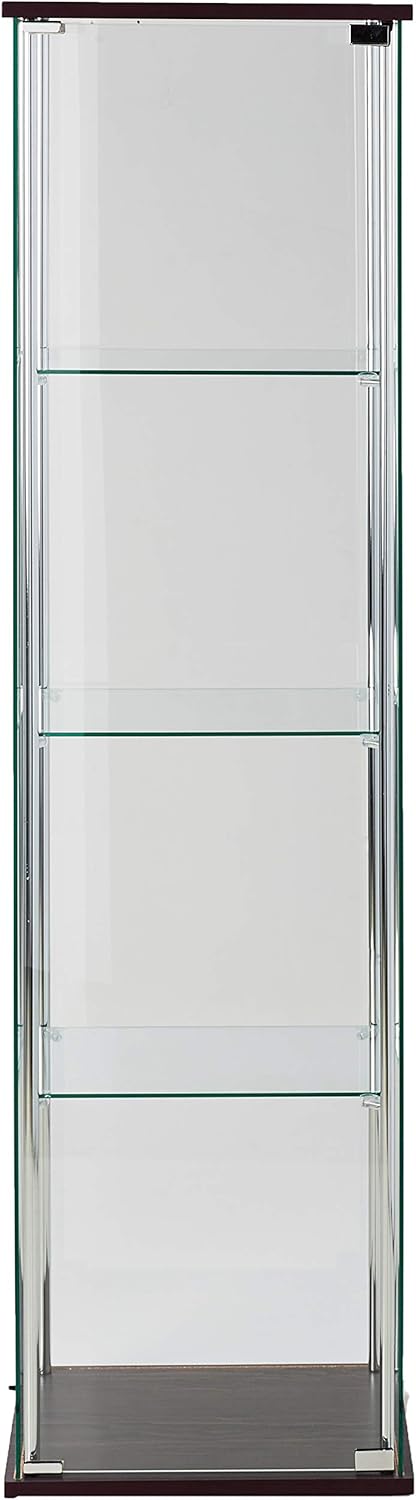4-Shelf Glass Curio Cabinet, Cappuccino and Clear N336
