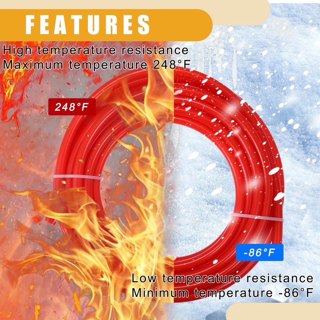 Red 32.8ft 10mm ID Nylon Fuel Line Hose F778