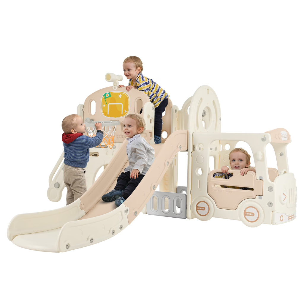 9 in 1 Kids Slide Playset with Basketball Hoop E808