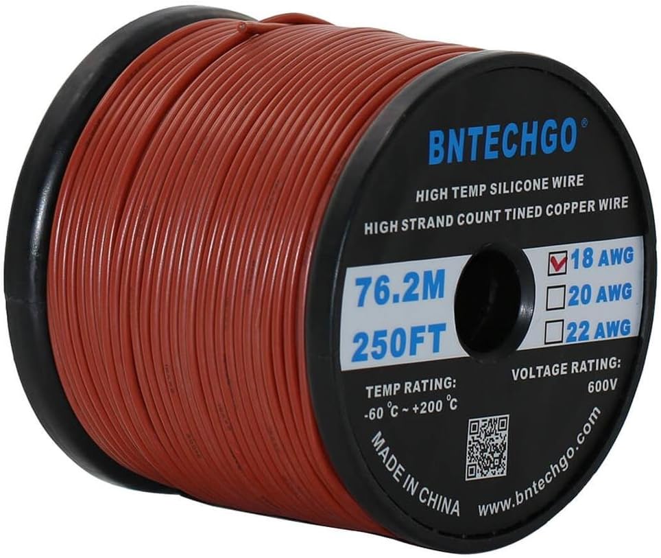18 Gauge Silicone Wire Spool 500 ft Black Flexible 18 AWG Stranded Tinned Copper Wire Pack of 2 V929