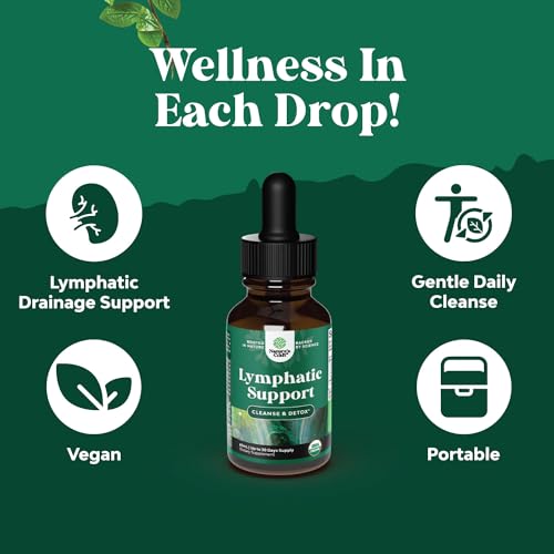 Organic Lymphatic Drainage Drops with Echinacea Goldenseal & Red Clover Extract - 30 Servings W719409