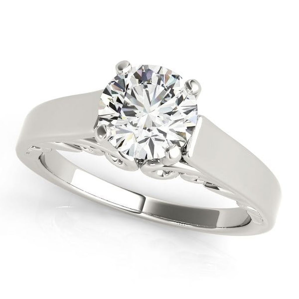 14k White Gold Solitaire Round Diamond Engagement Ring B2451