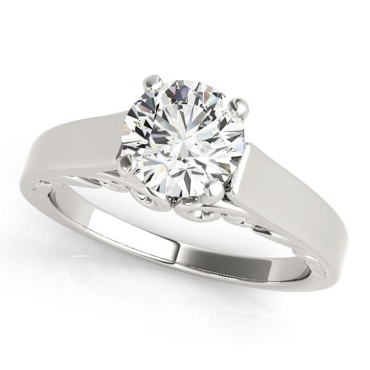 14k White Gold Solitaire Round Diamond Engagement Ring B2451