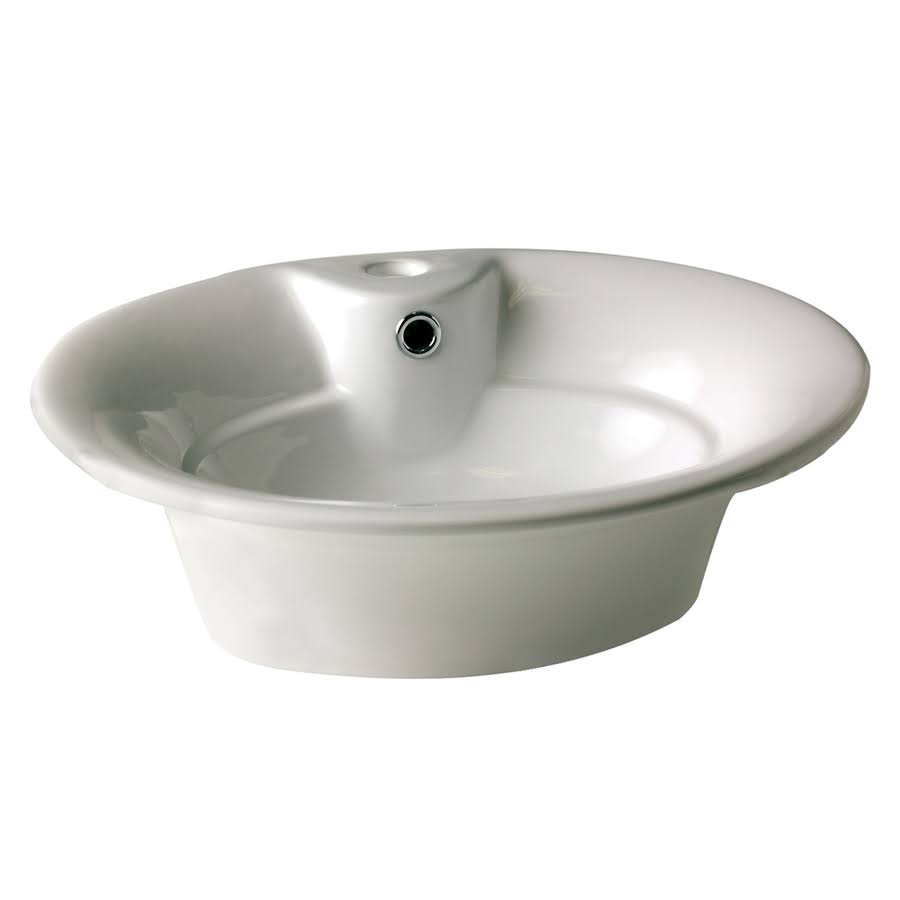 Biscuit Oval Vessel Bathroom Sink with Overflow C845261