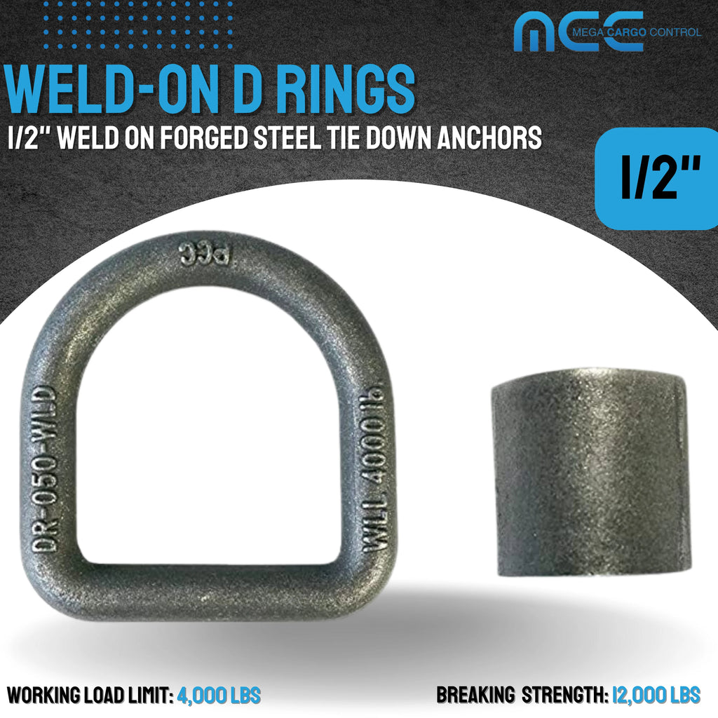 10 Pack Heavy Duty 1/2" Weld-On D Ring for Flatbed Truck Trailer Tie Down Z28527