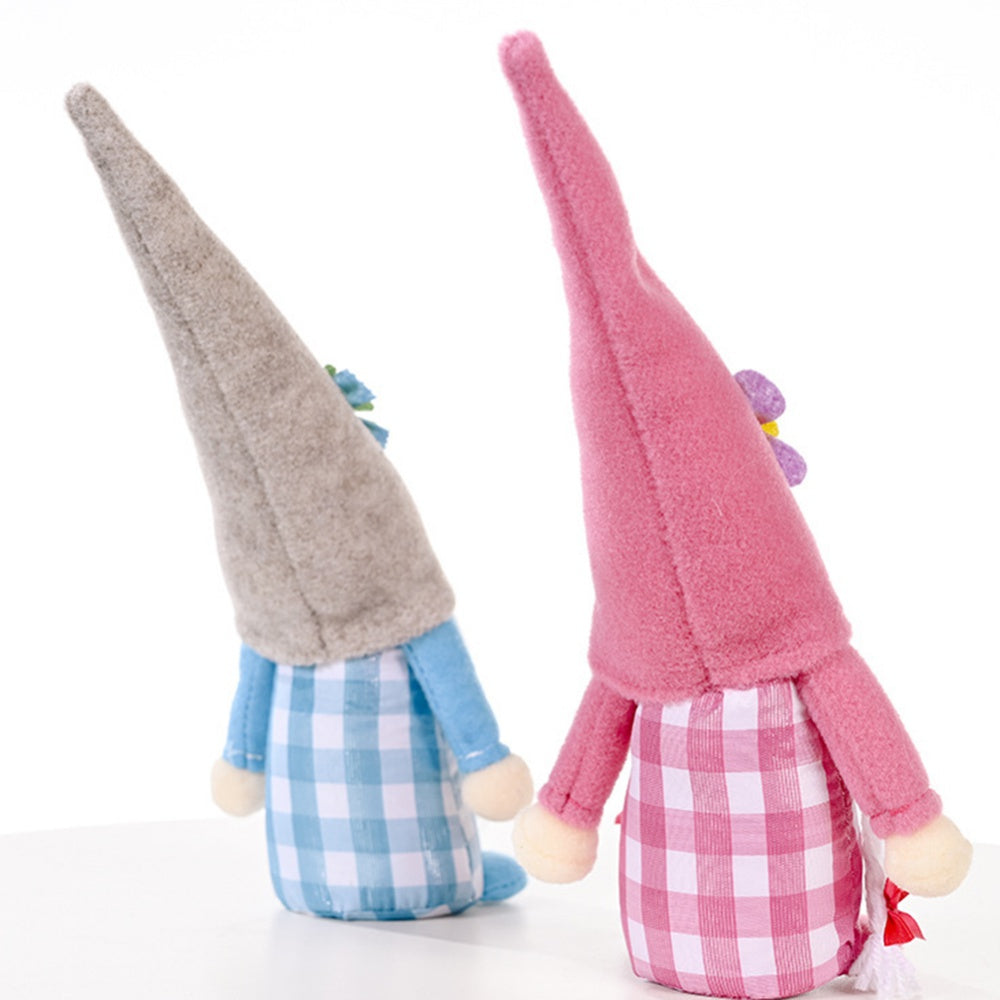 2pcs Flower Hat Faceless Doll Spring Gnome Elf Doll Handmade Rudolph Dwarf Doll W251