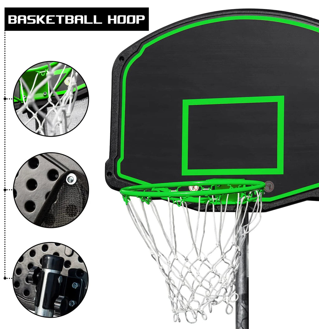 14FT Trampoline with Swing and Slide, 1200LBS Capacity, Outdoor Recreational Trampoline with Basketball Hoop Z9655