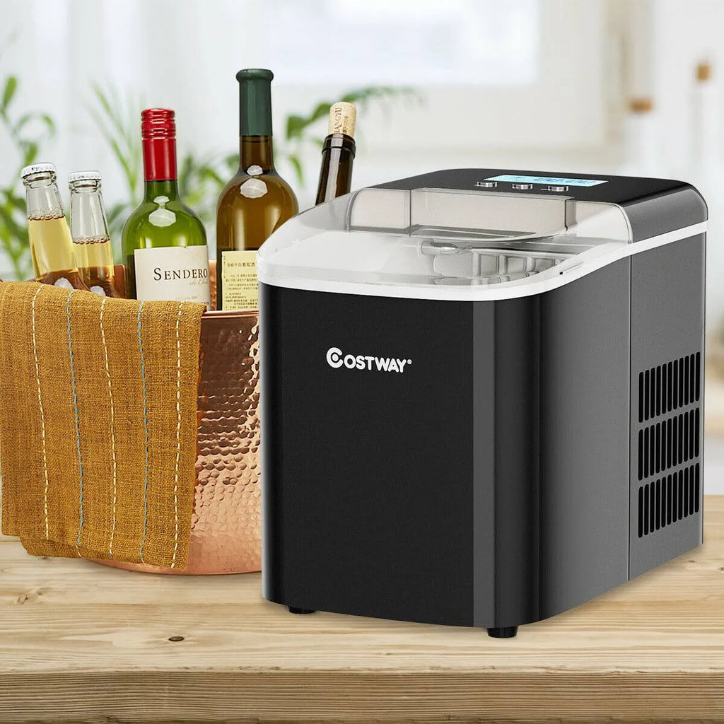 Black Countertop LCD Display Ice Maker with Ice Scoop W27588