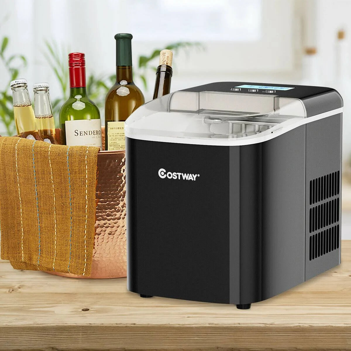 Black Countertop LCD Display Ice Maker with Ice Scoop W27588