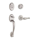 Columbus Handleset with Right Handed Decorative Lever and Traditional Round Rose in Satin Nickel Q853160