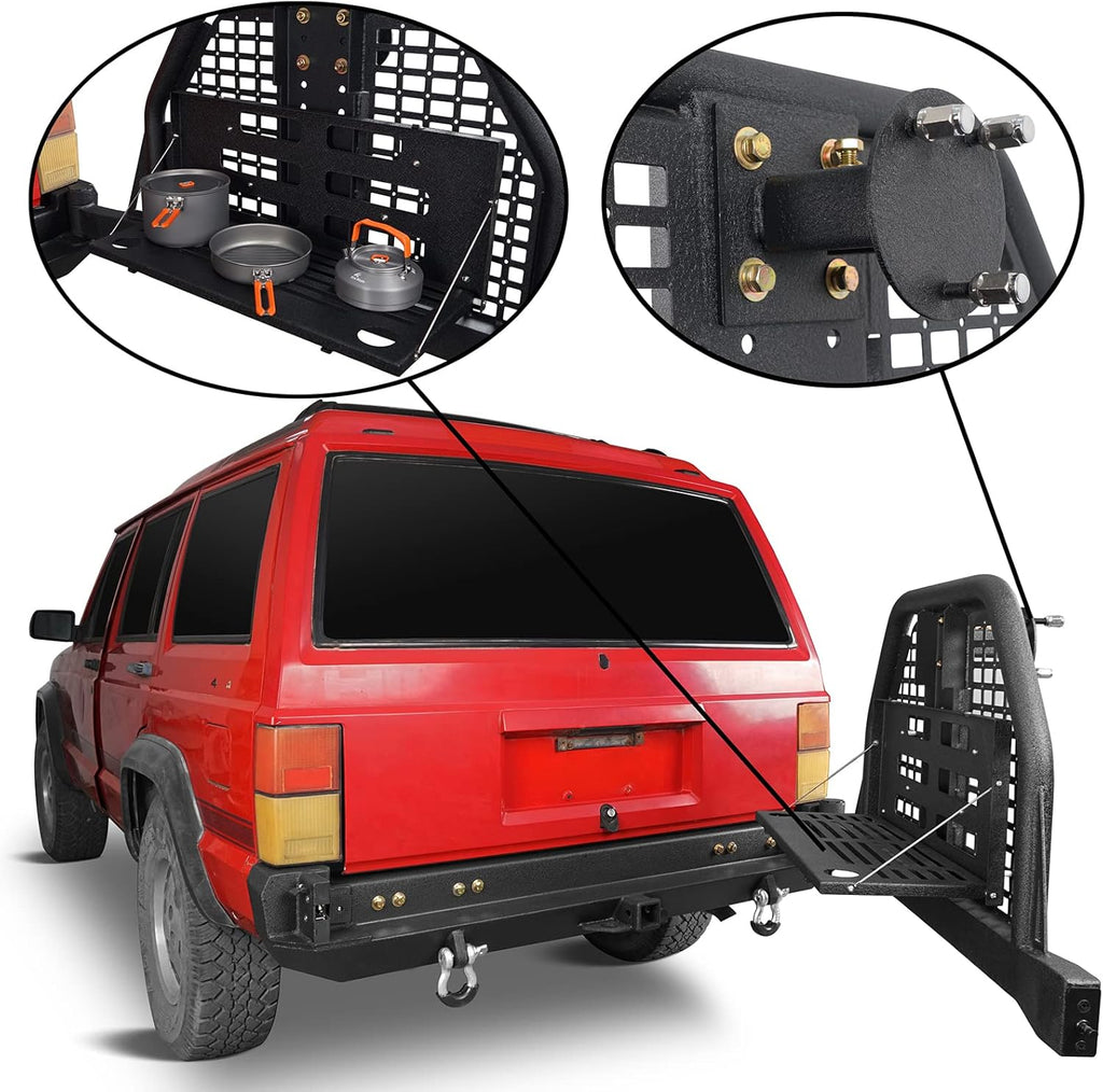 Rear Bumper with Swing Out Tire Carrier and Foldable Table Textured Black Steel E41675