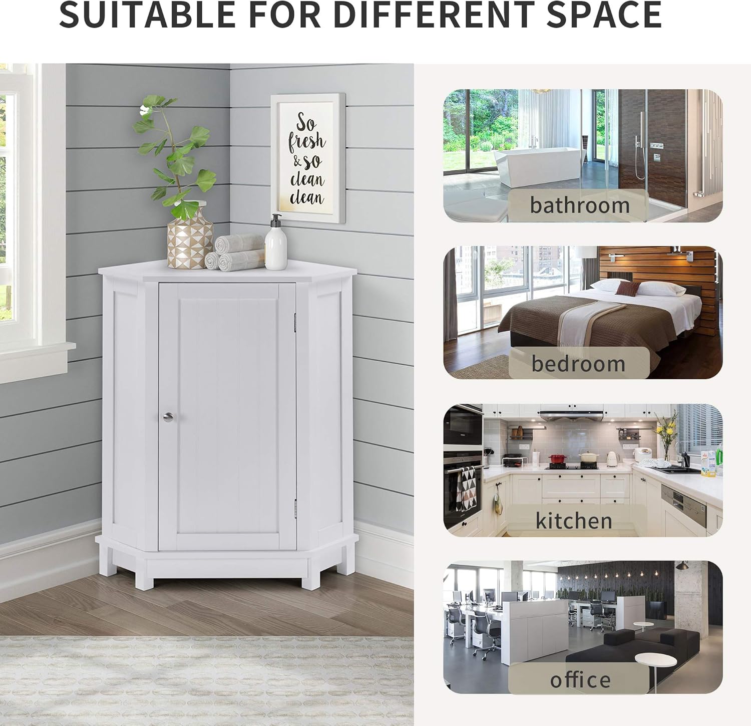 White Triangular Storage Cabinet J785399