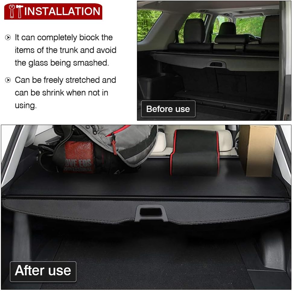 Retractable Rear Trunk Security Cover Black Carbon Fiber Texture L963