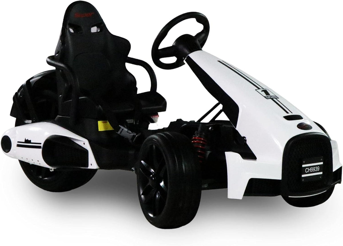 Kids Electric Go Kart 12V White Ride On Toy Car B96042