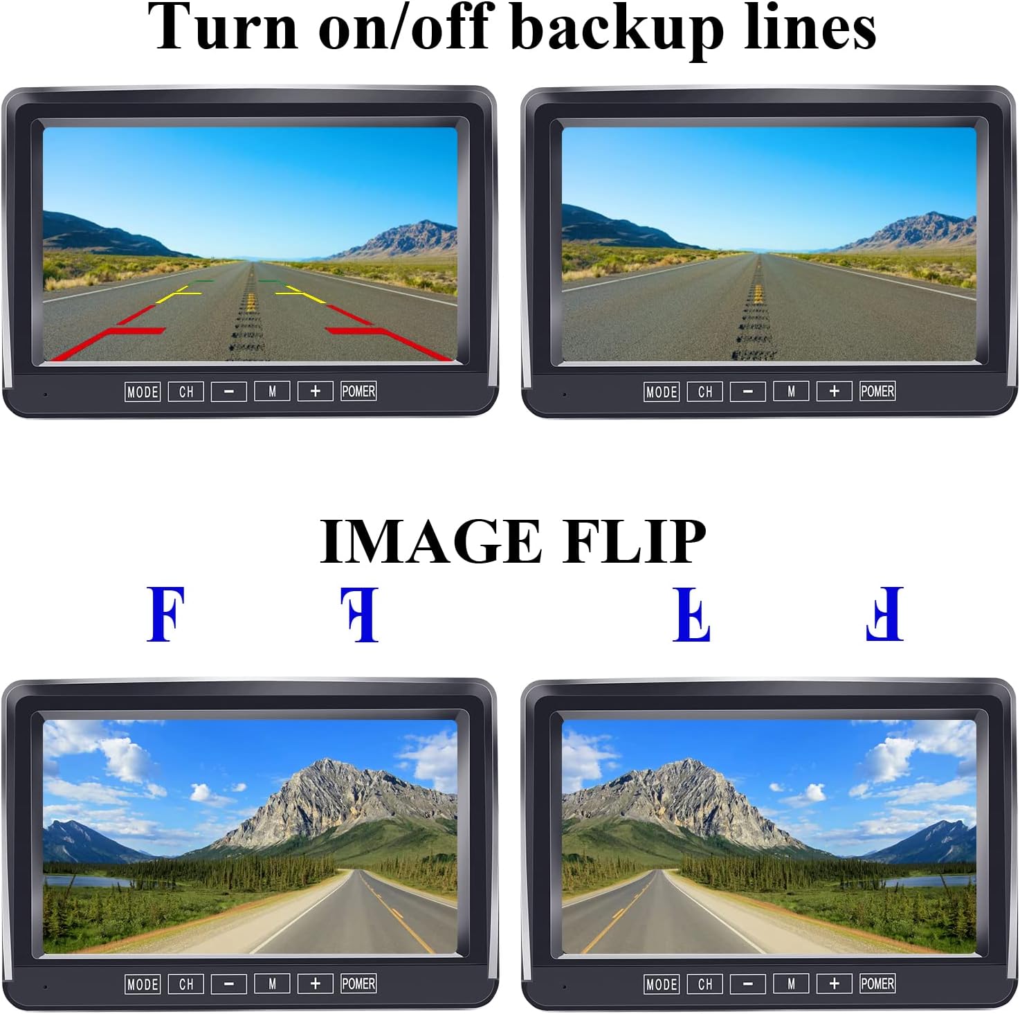 7 Inch Monitor Wired Backup Camera System for Trucks Trailers RVs Car, Pack of 2 L84933