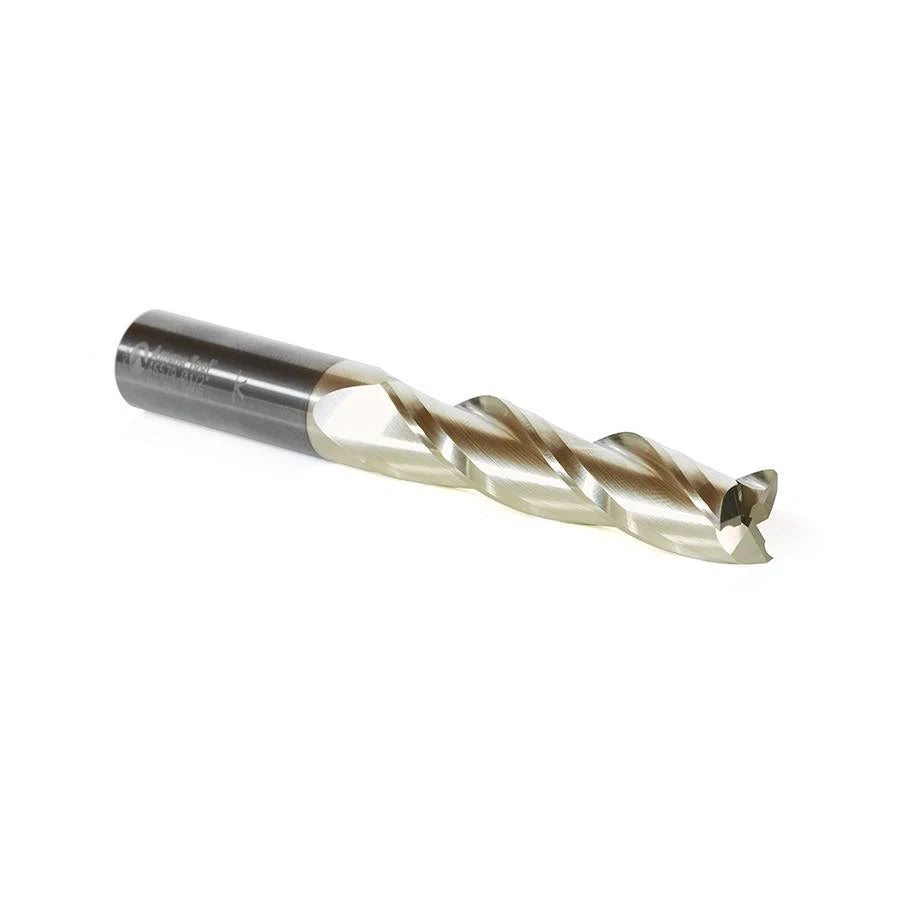 CNC Carving 0.10 Deg Angle Straight Flat Bottom 1/2 D x 2-1/4 CH x 1/2 SHK x 4 inch Long 3 Flute I3402
