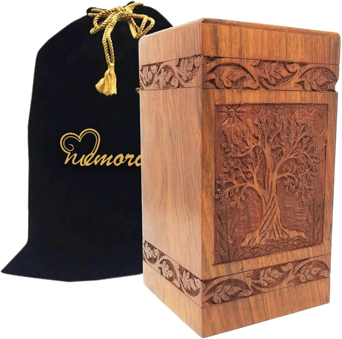 Solid Rosewood Cremation Urn with Hand-Carved Cross Design G979176