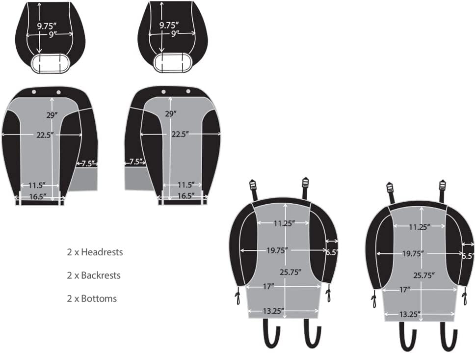 Gray & Black Neoprene Front Seat Covers E667133