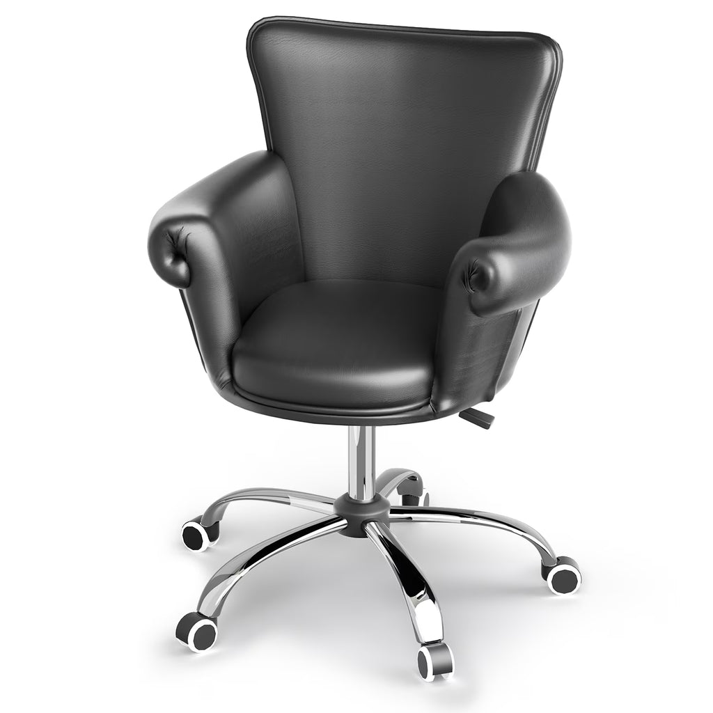 Black Upholstered Desk Chair with Wheels J449985