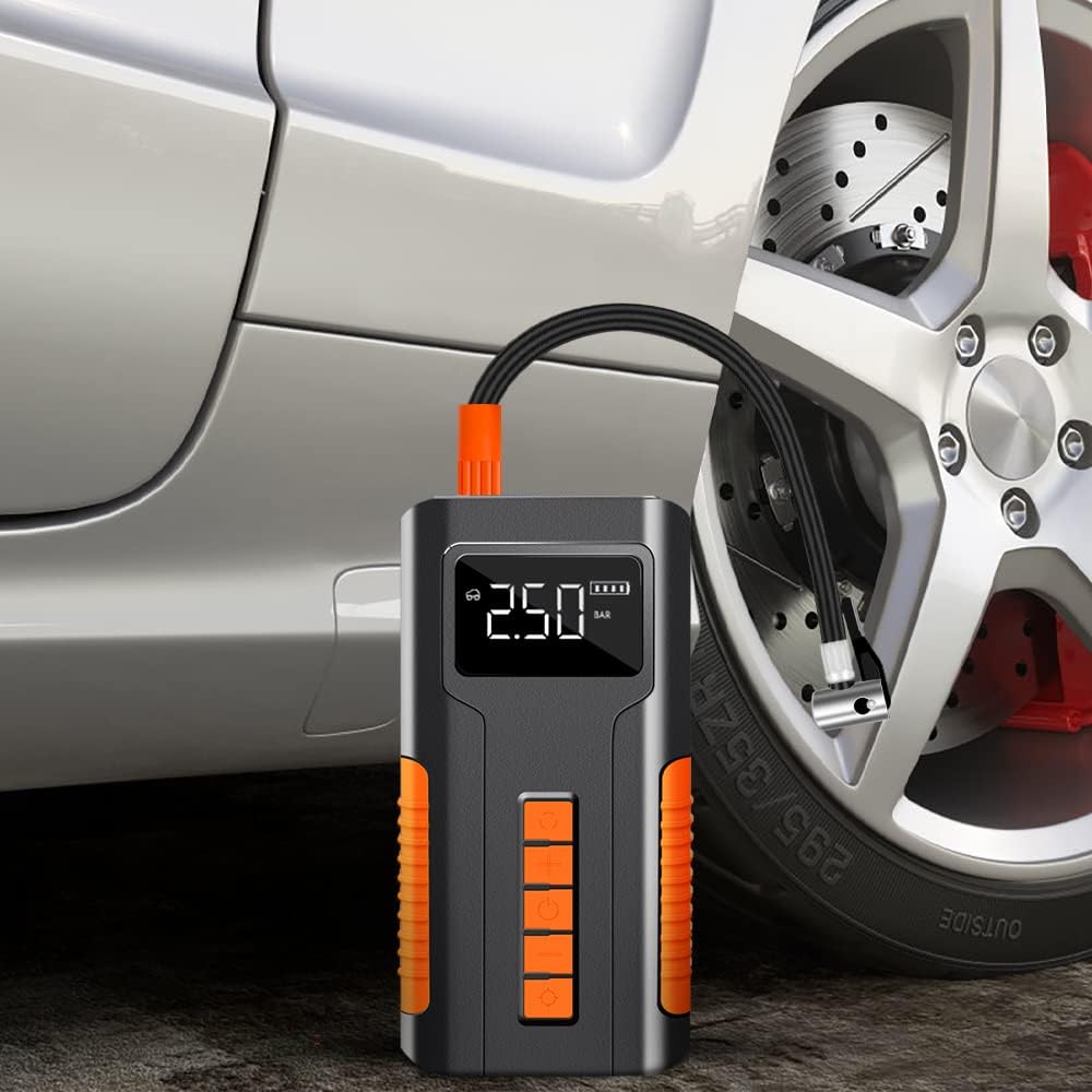 Portable Tire Inflator, 150 PSI Mini Air Compressor, 6000mAh Rechargeable Battery, Digital LCD Pressure Gauge, LED Flashlight, Pack of 2 V651827