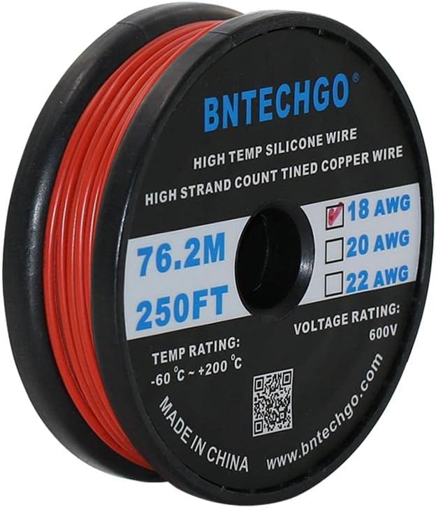 18 Gauge Silicone Wire Spool 500 ft Black Flexible 18 AWG Stranded Tinned Copper Wire Pack of 2 V929