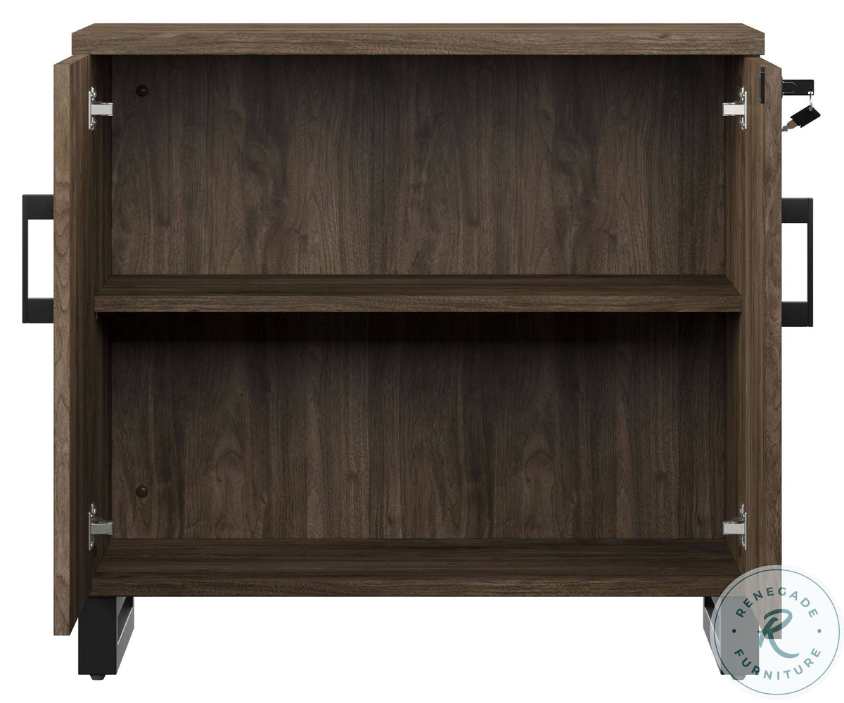 Industrial Farmhouse 2-Door Storage Cabinet Dark Brown Weathered Oak T4815