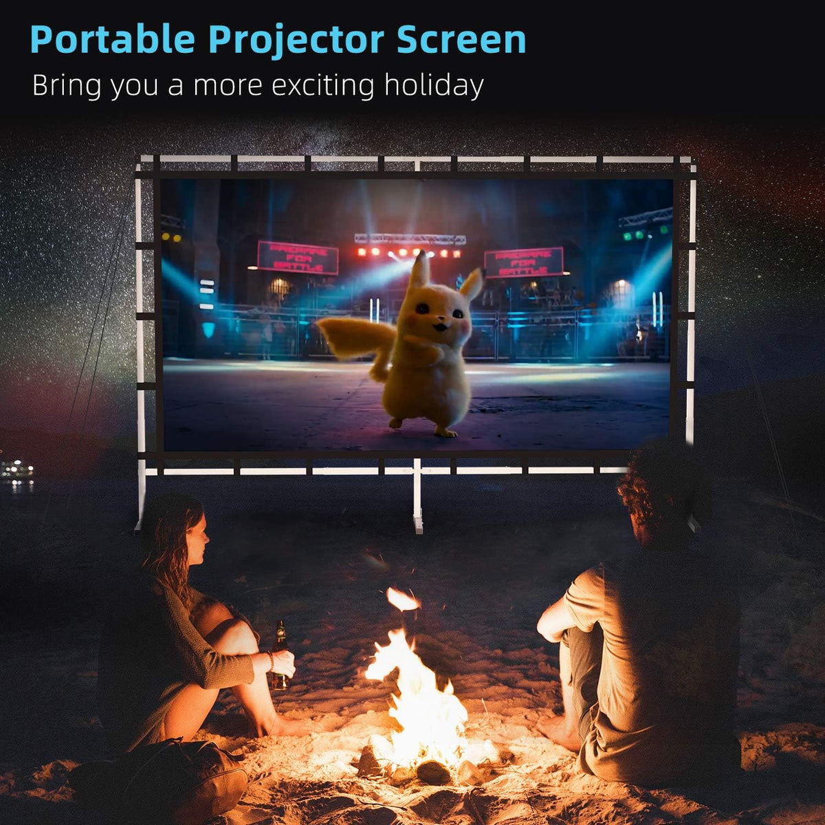 Outdoor Projector Screen with Stand, 120 Inch (16:9), Portable with Full-Set Bag C144650