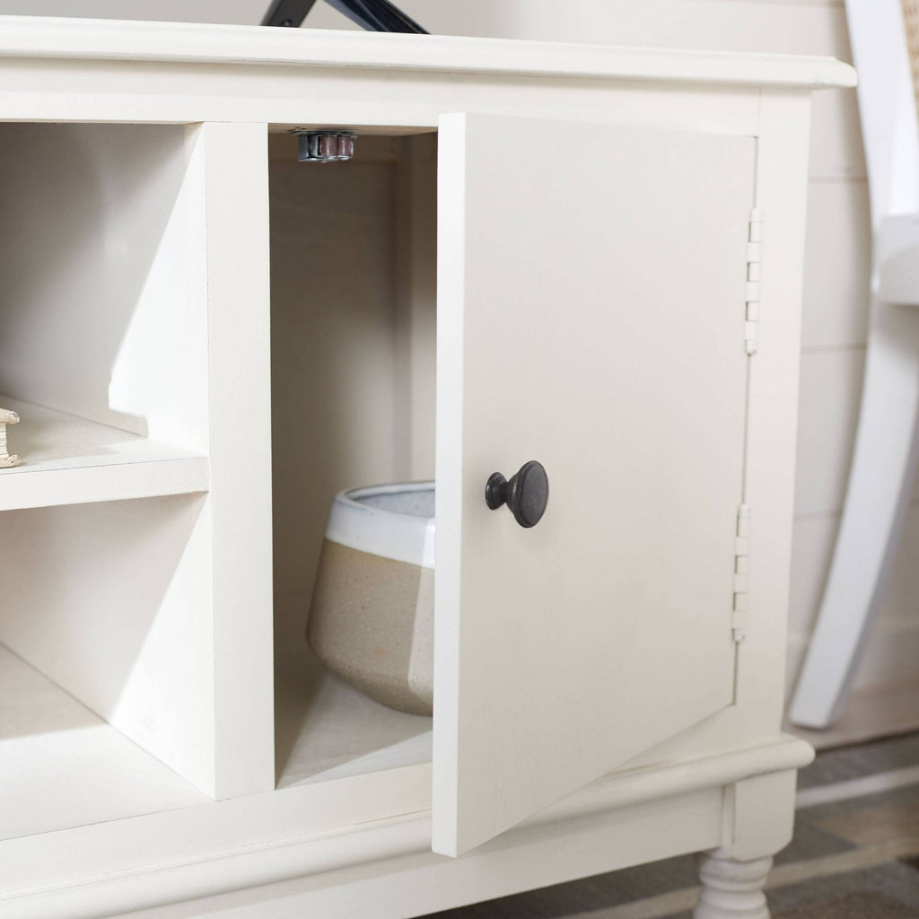 2 Door 1 Shelf Media Stand Distressed White T124