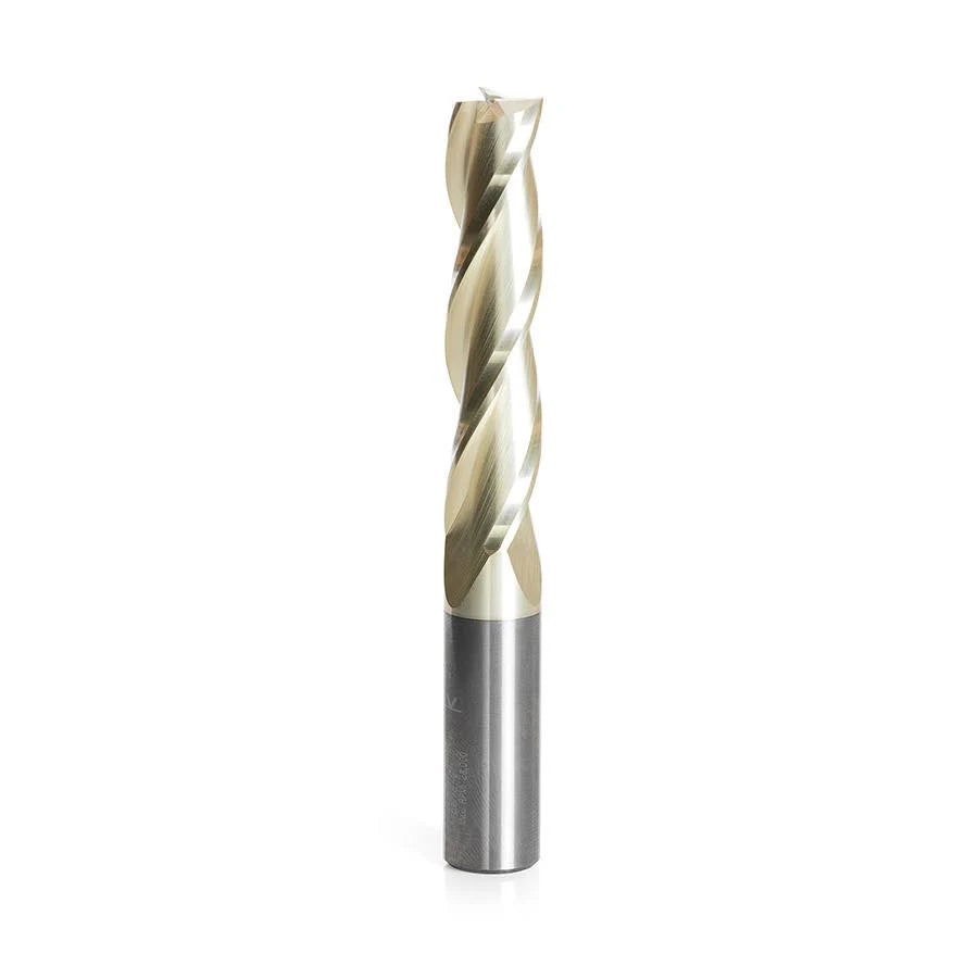 CNC Carving 0.10 Deg Angle Straight Flat Bottom 1/2 D x 2-1/4 CH x 1/2 SHK x 4 inch Long 3 Flute I3402